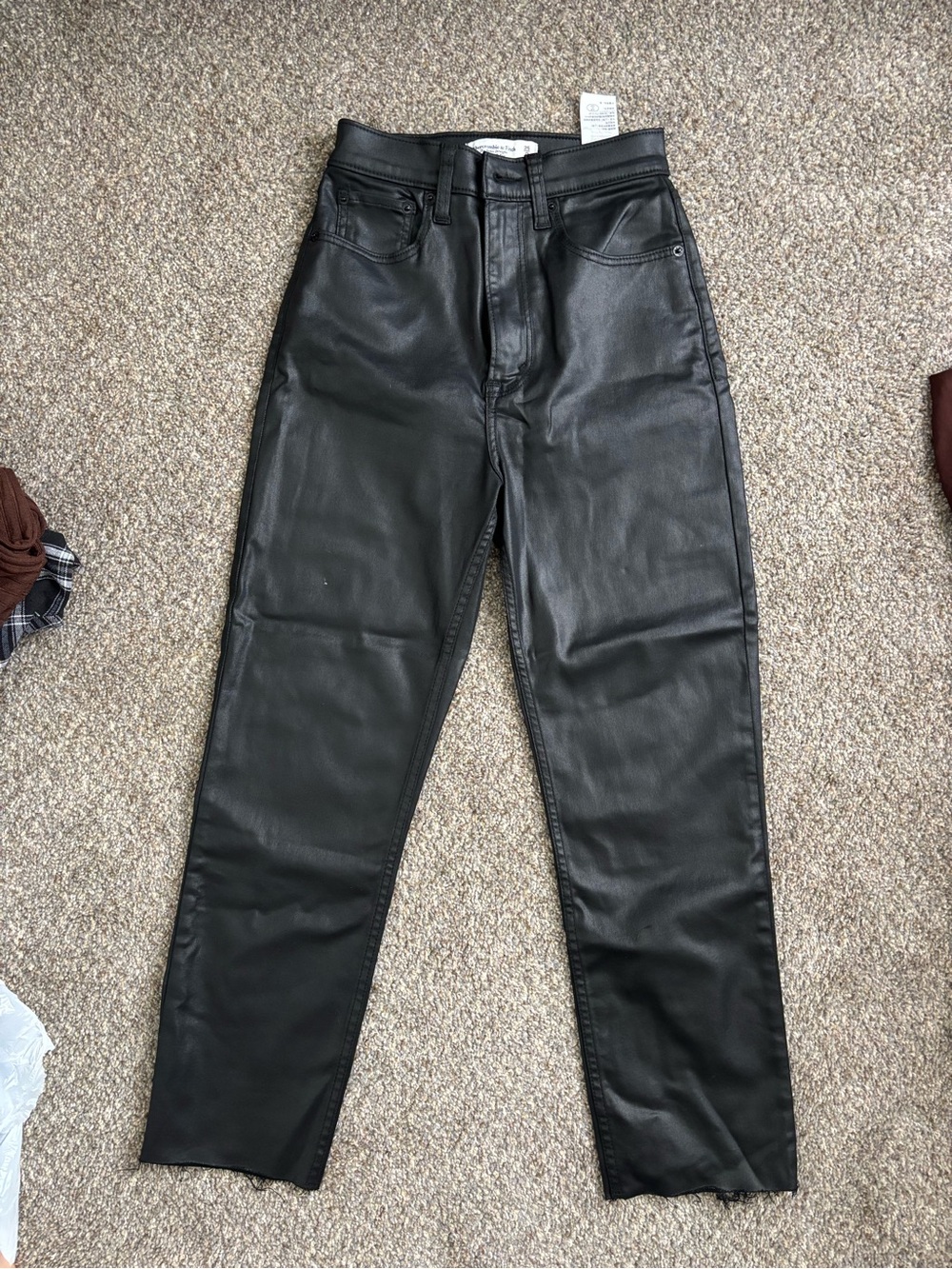 Abercrombie Black Leather Woman’s Jeans - size 25 (0) SHORT LENGTH